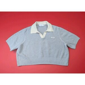 Coach Knit Polo Shirt Women's Large Oversized Crop Top